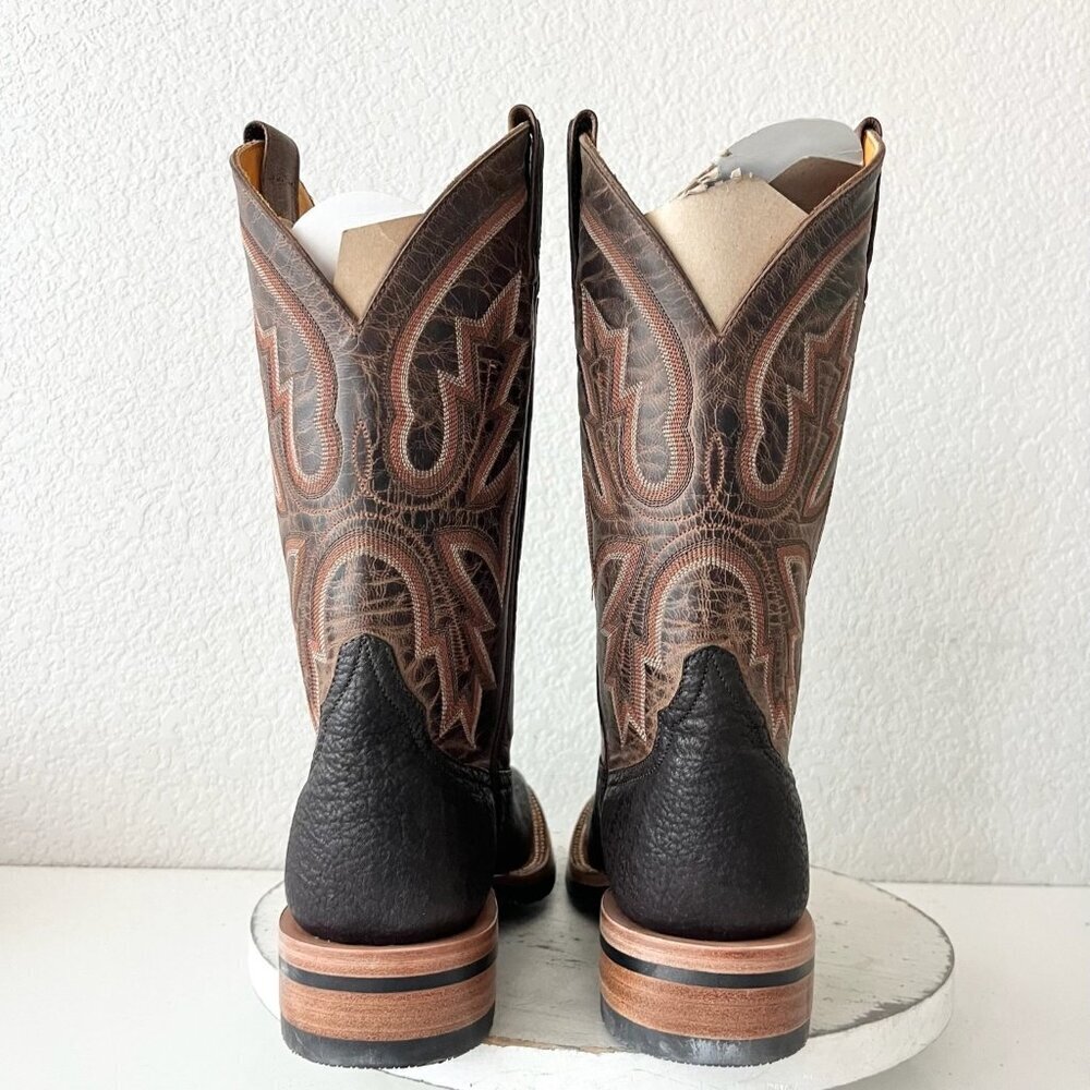 NEW Rod Patrick Mens Cowboy Boots 7.5 B Brown Shark Leather Western Square Toe - Picture 3 of 12